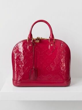 Louis Vuitton Pink Rose Indian Leather Monogram Vernis Alma Bag New Condition